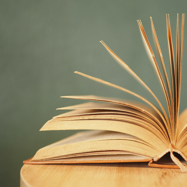 Open book on a table