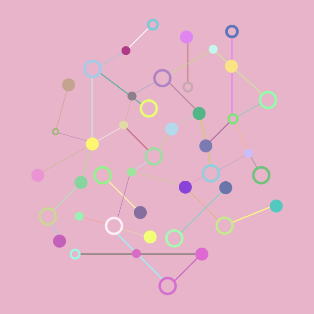 Abstract image of many different coloured conntected dots