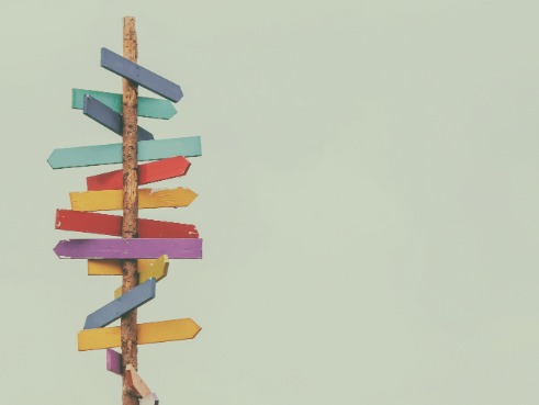 Signpost with many different directions on it