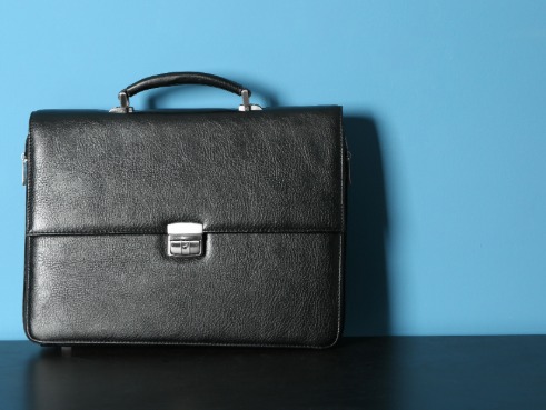 Large briefcase sitting on a table