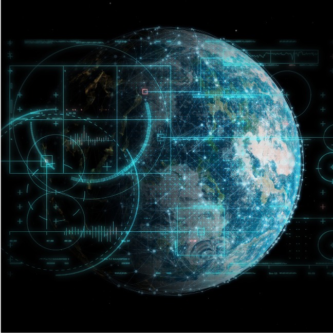 Globe with digital projections