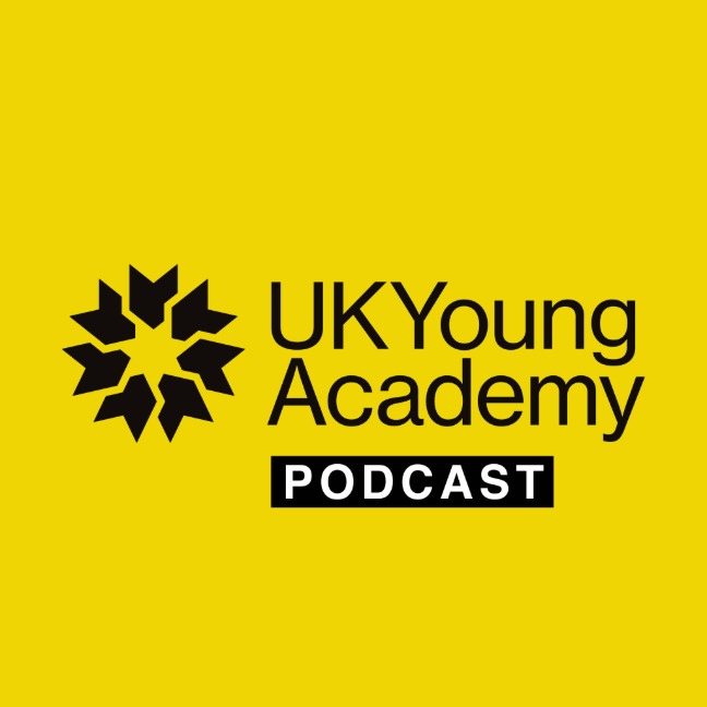 UK logo with podcast signage