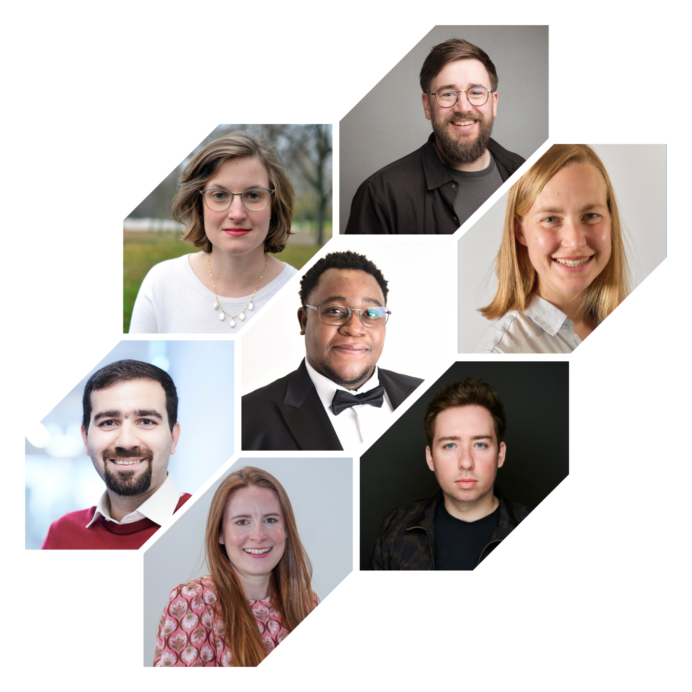 Collage of images featuring five of the new UK Young Academy members and their headshots