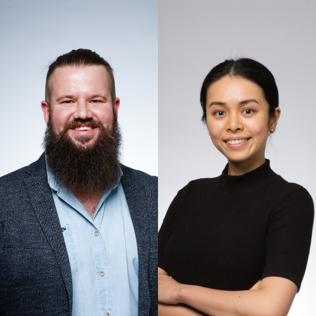 Two members, Alistair and Wenmaio smile at the camera