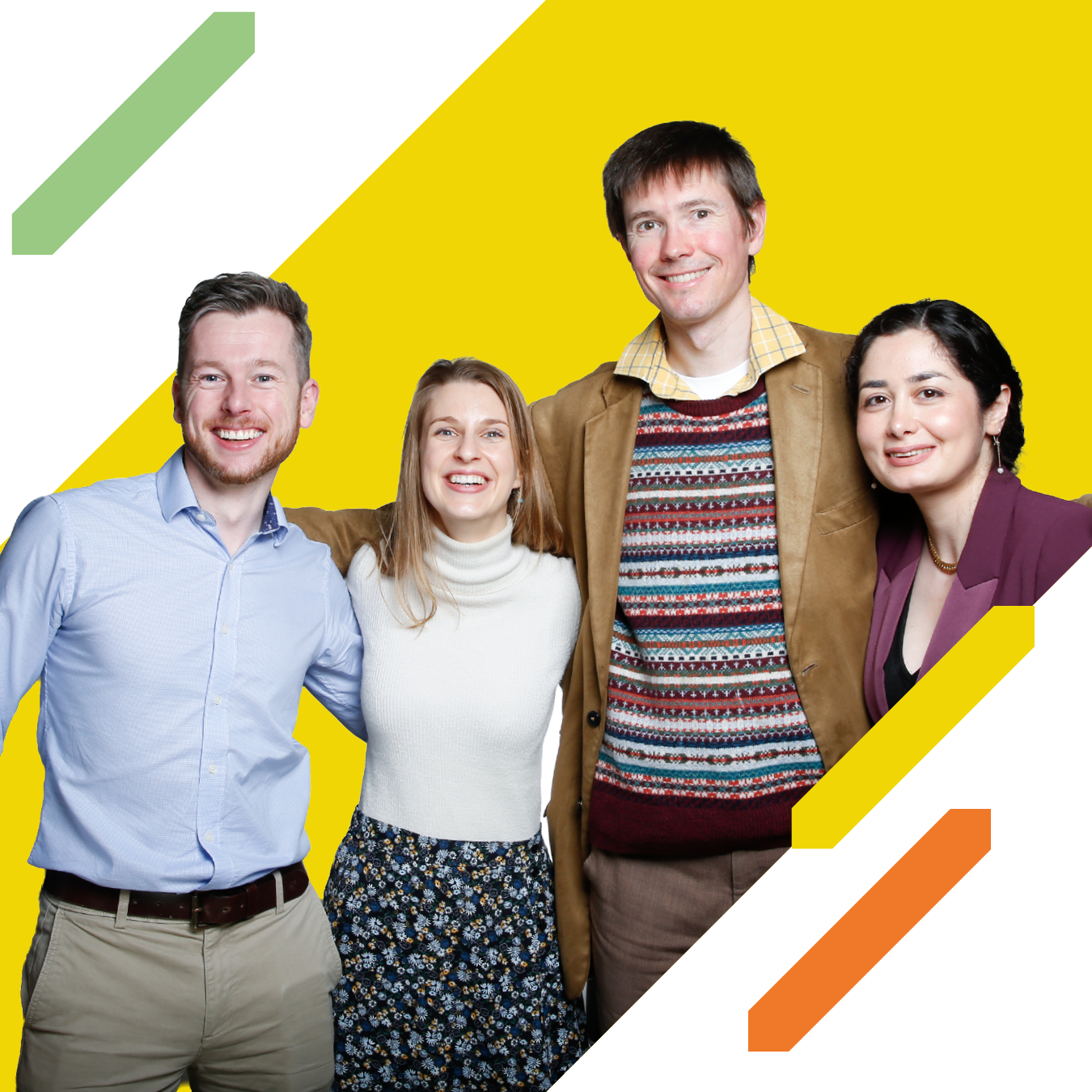 Four UK Young Academy members standing together for a group photo.