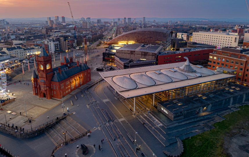 The Senedd building in Cardiff Bay, home of the Welsh Parliament (Senedd Cymru), representing devolved government and policymaking in Wales.